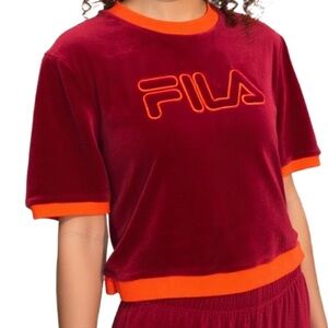Fila Velvet Top in Burgundy & Orange Size Large